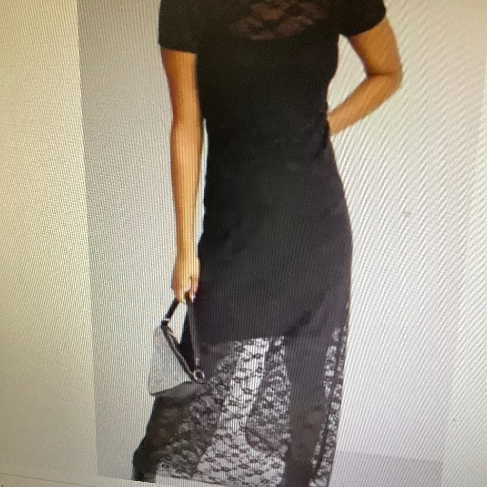 Wild Fable Short Sleeve Maxi Dress Black Lace XXS